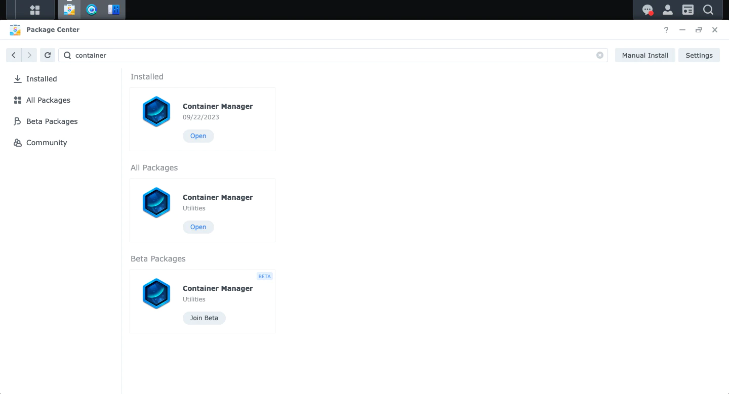 DSM Package Center - Container Manager