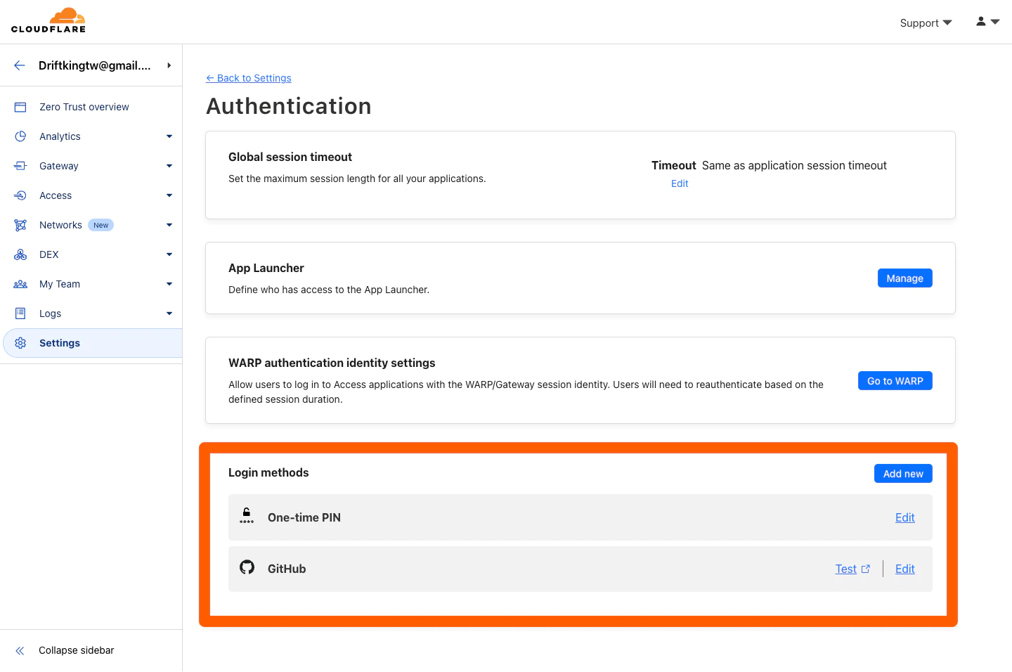 Login methods